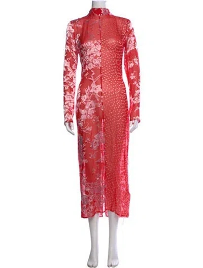 Pre-owned Marine Serre Silk Long Dress W/ Tags In Multicolor