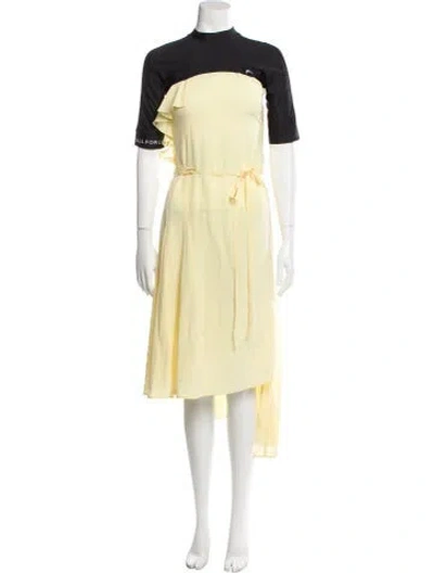 Pre-owned Marine Serre Silk Long Dress In Yellow