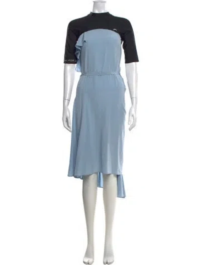 Pre-owned Marine Serre Silk Midi Length Dress In Blue