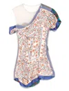 Marine Serre Silk-scarves Layered Top In Neutrals