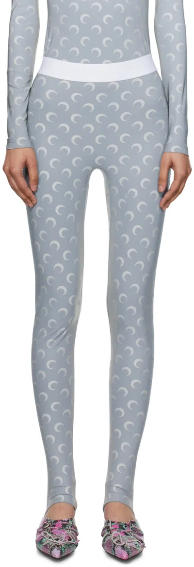 Marine Serre Silver All Over Moon Leggings In Rf90 Silver