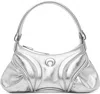 MARINE SERRE SILVER LAMINATED LEATHER FUTURA BAG