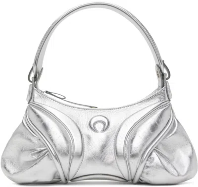 Marine Serre Stardust Laminated Leather Shoulder Bag In Silver