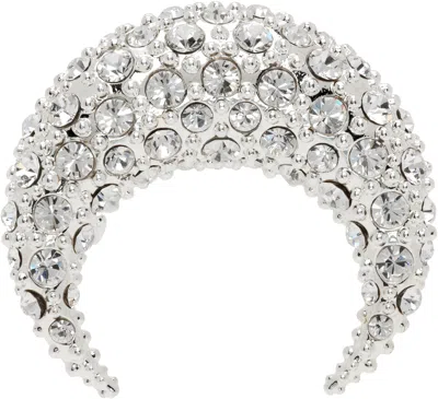 Marine Serre Silver Moon Stud Single Earring In Metallic