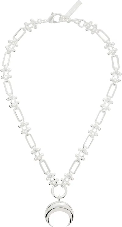 Marine Serre Silver Plated Moon Charm Necklace