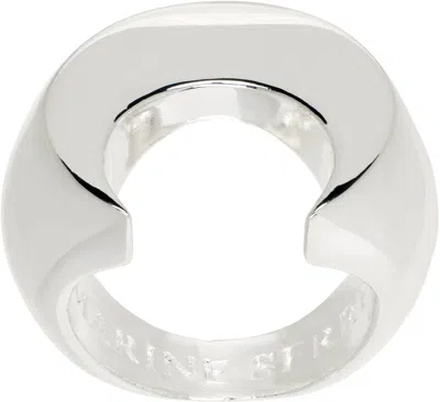 Marine Serre Silver Regenerated Brass Moon Ring In Mt11 Shiny Silver