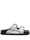 MARINE SERRE SILVER-TONE MS GROUND LEATHER SANDALS