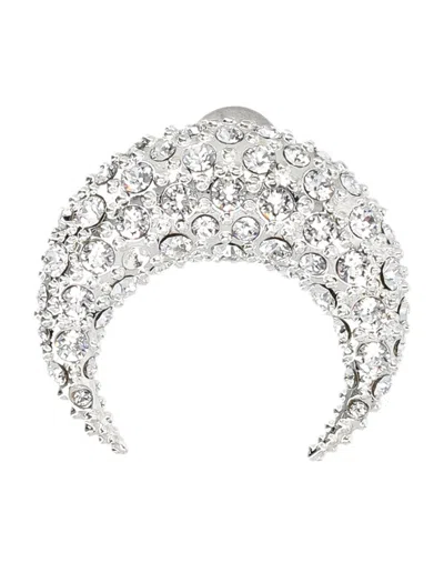 Marine Serre Single Big Moon Rhinestone Earring In Silver