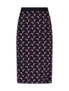 Marine Serre Black Moon Printed Jersey Midi Skirt In Black