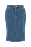 Marine Serre Denim Skirt Featuring Back Pockets And Belt Loops In Blue