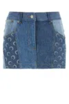Marine Serre Mini Denim Skirt In Navy