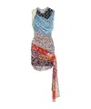 Marine Serre Regenerated Silk Scarves Draped Dress In Multicolor