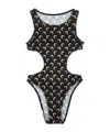 Marine Serre Moon-print Backless Swimsuit In Black