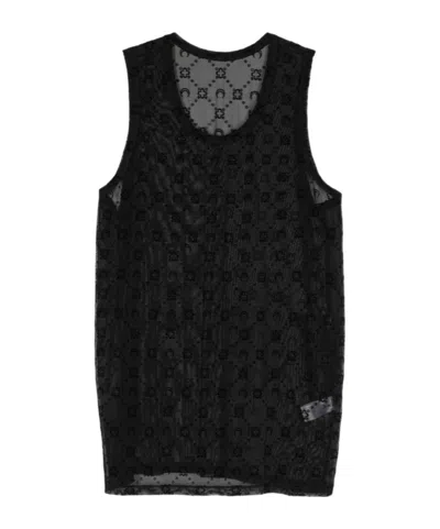 Marine Serre Sleeveless Round Neck Vest In Black
