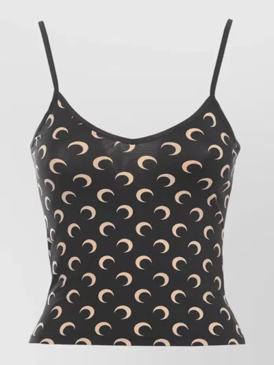 Marine Serre Sleeveless V Neck Fitted Top Spaghetti Straps In Multi