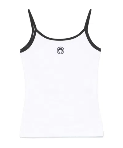 MARINE SERRE MARINE SERRE CONTRAST TRIM MOON LOGO RIBBED TANK TOP