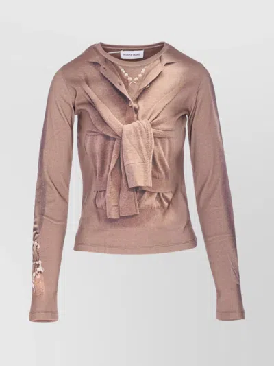 MARINE SERRE SLIM FIT CREWNECK KNITWEAR WITH TROMPE L'OEIL