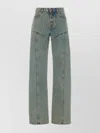Marine Serre Slim Fit Denim Trousers With Contrast Stitching