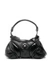 Marine Serre Small Futura Leather Shoulder Bag In 黑色