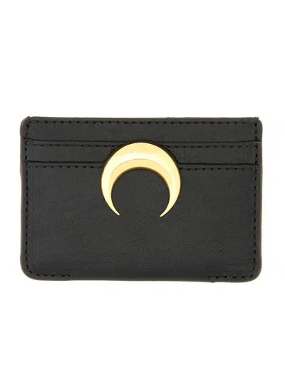 Marine Serre Moon Charm Card Holder In Black