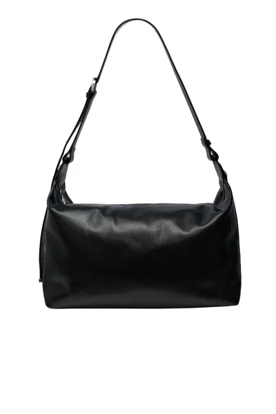 Marine Serre Smooth Leather Messenger Bag In Black