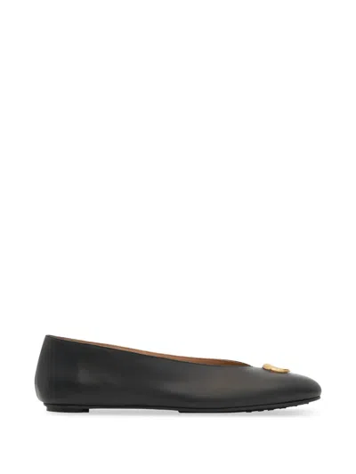 Marine Serre Smooth Leather Ms Ball Classic Ballerina Flats In Black