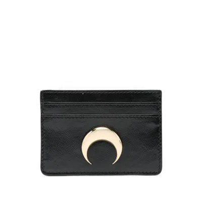 Marine Serre Smoth Leather Moon Charm Cardholder In Black
