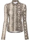Marine Serre Python-print Draped Blouse In Brown
