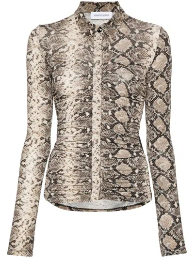 MARINE SERRE DRAPIERTE BLUSE MIT PYTHON-PRINT