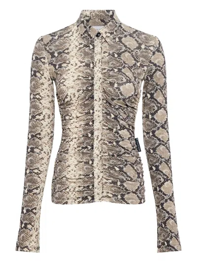 Marine Serre Snakeskin-print Draped Shirt In Multi