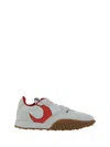 Marine Serre White Recycled Nylon And Leather Sneakers With Crescent Moon Motif