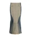 Marine Serre Regenerated Denim Flared Midi Skirt In Nude