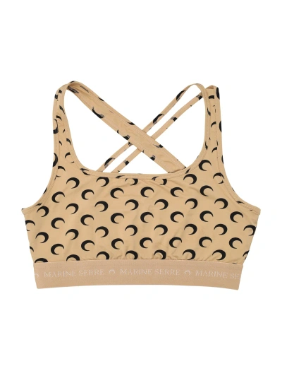 Marine Serre Tan All Over Moon Sport Bra In Multi