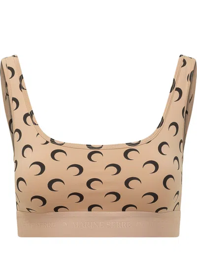 Marine Serre Sporty Graphic Top In Tan