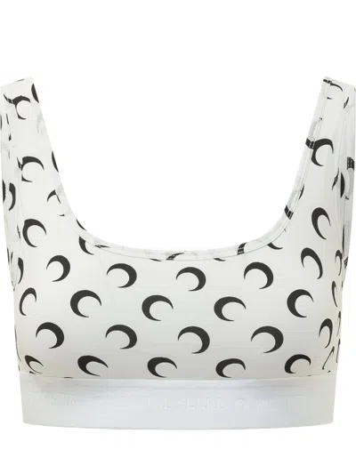 Marine Serre Sporty Mini Top With Unique Prints In Optical White