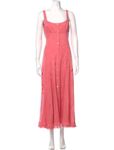 Pre-owned Marine Serre Square Neckline Long Dress In Pink