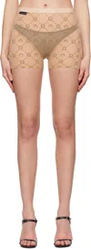 Marine Serre Ssense Exclusive Beige Mesh Flock Shorts In Bg60 Camel