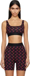 Marine Serre Ssense Exclusive Black & Red Moon Printed Jersey Sport Bra In Bk97 Black&red
