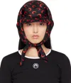 Marine Serre Ssense Exclusive Black & Red Regenerated Silk Veiled Cap In Rd10 Red