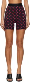 Marine Serre Ssense Exclusive Black Moon Printed Jersey Biker Shorts In Black