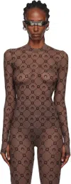 Marine Serre Ssense Exclusive Brown Flock Second Skin Highneck Top In Brown