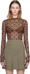 Marine Serre Ssense Exclusive Brown Moonogram Flock Ls Highneck Top In Brown