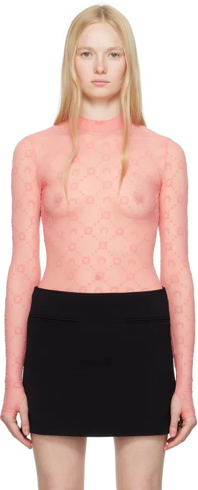 Marine Serre Ssense Exclusive Pink Moonogram Flock Second Skin T-shirt