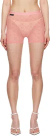 Marine Serre Ssense Exclusive Pink Recycled Flock Mini Shorts In Pk20 Flamingo Pink