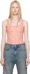 Marine Serre Ssense Exclusive Pink Recycled Mesh Flock Bodysuit