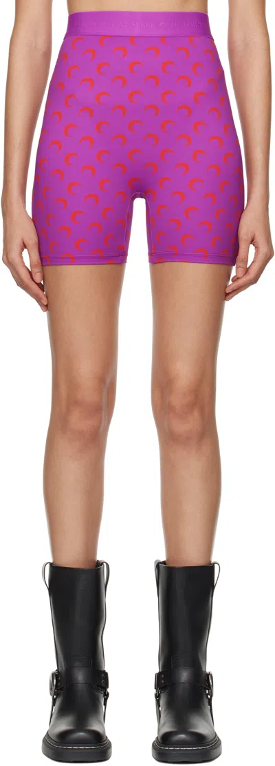 Marine Serre Ssense Exclusive Purple & Red All Over Moon Cyclist Shorts In Pu40 Violet