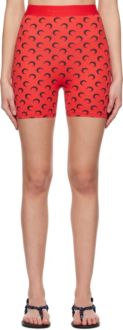Marine Serre Ssense Exclusive Red Recycled Moon Jersey Sport Shorts In Rd10 Red