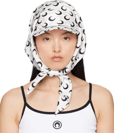 Marine Serre Ssense Exclusive White & Black Regenerated Silk Veiled Cap