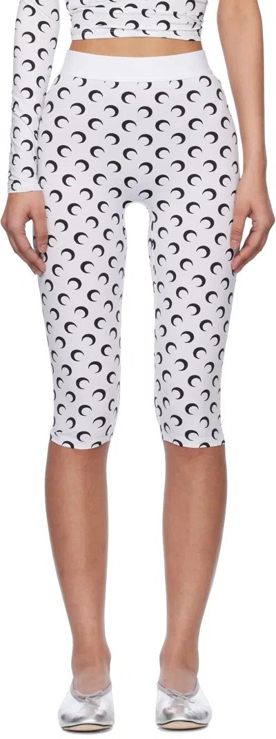 Marine Serre Ssense Exclusive White Recycled Moon Jersey Capri Leggings In Wh00 Optical White