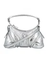 Marine Serre Stardust Laminated Leather Shoulder Bag In Silver